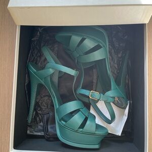 Yves Saint Laurent Green Tribute Sandals